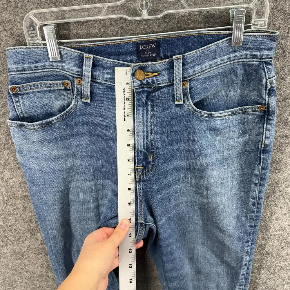 J. Crew Jeans Women 27 Blue Denim Medium Wash Slim Boyfriend Pockets MId Rise